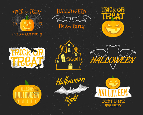 Logos halloween party design vector party logos halloween   