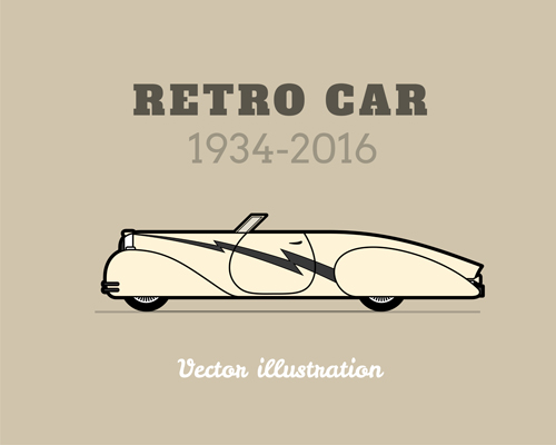 Retro car poster vector design 07 Retro font poster car   