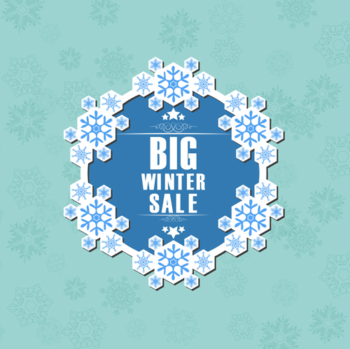 Paper snowflake frame with winter sale vector background 01 winter snowflake sale paper frame background   