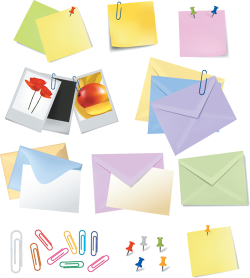 Multicolor Message paper and paper clip vector 02 paper clip paper multicolor message   