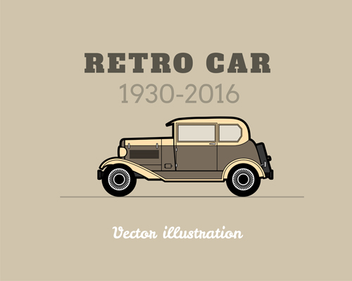 Retro car poster vector design 09 Retro font poster car   