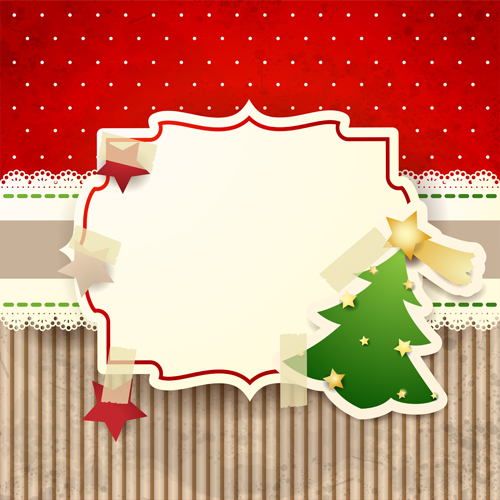 Cute Christmas cards with frame vector set 01 paper christmas cards background   