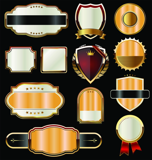 Luxury golden labels blank vector material 01 material labels golden   