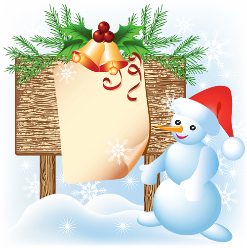 Christmas wooden billboard vector design 03 wooden christmas billboard   