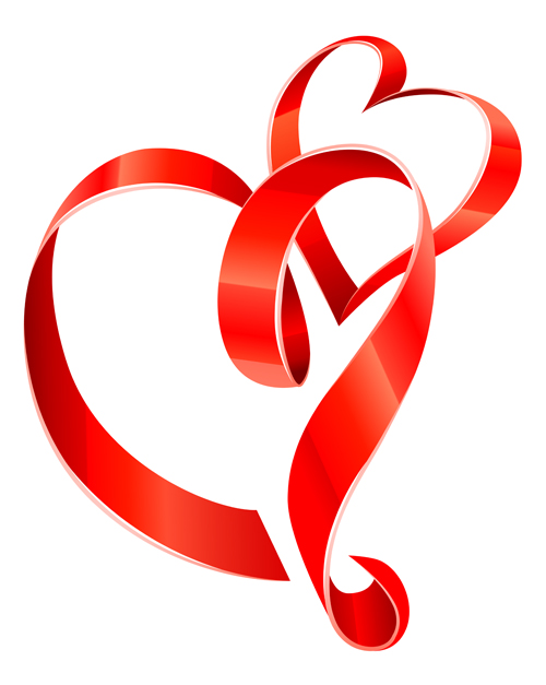 Creative Heart from red ribbon design vector 02 ribbon red heart creative   