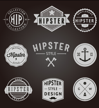 Hipster style badges and labels vector graphics 02 labels label hipster badges badge   