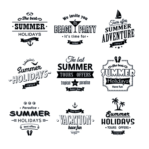 Black summer holiday labels vector 02 summer labels label holiday   