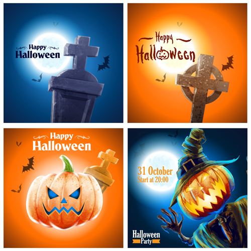 Halloween party night background vector 02 party night halloween   