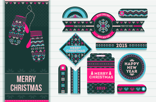 2015 Christmas sale tags with cards vector material 02 tags sale christmas cards 2015   