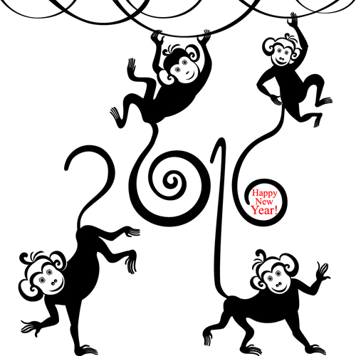 2016 the monkey new year design vector 09 year new monkey 2016   