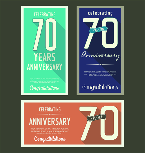 Anniversary celebrating vintage flat cards vector 06 vintage flat celebrating cards anniversary   