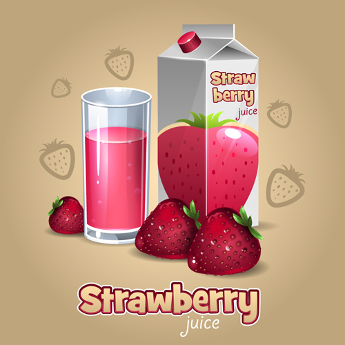 Strawberry juice packaging with cup vecotr strawberry packaging juice   