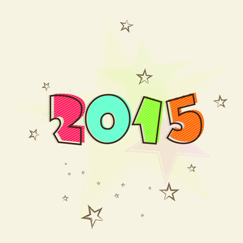 New year 2015 text design set 12 vector text new year 2015   
