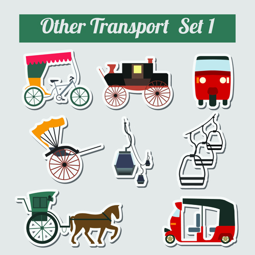 Set of transportation stickers vector material 10 transportation stickers   