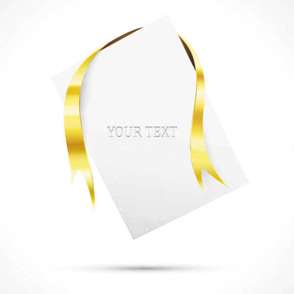 Gold ribbon Invitation card vector 01 ribbon invitation gold   