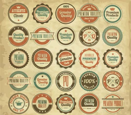 Vintage quality label with badges vector vintage quality label badges   
