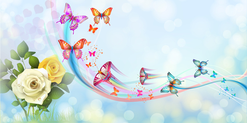 Butterflies with music vector background 03 Vector Background music butterflies background   