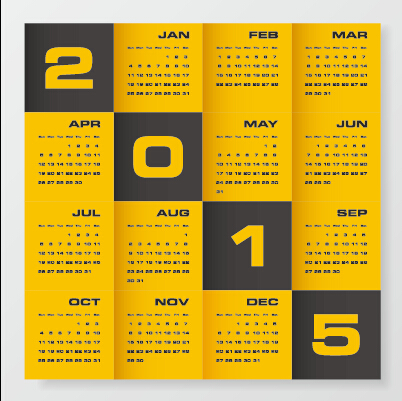 2015 company calendar black with yellow style vector 05 yellow company calendar black 2015   