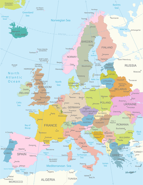 Europe map vectors design 01 map Europe   