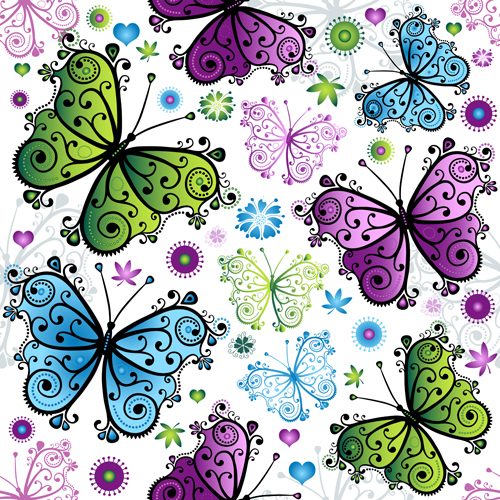 Floral butterflies seamless pattern vector set 01 seamless pattern vector pattern floral butterflies   