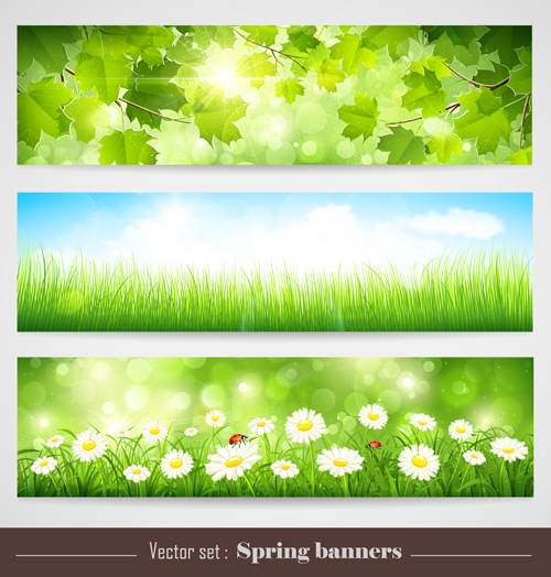 Spring natural banners vector set 01 spring natural banners banner   