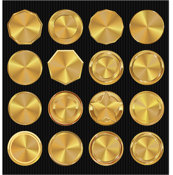 Golden textured badge vector material 03 textured golden badge   