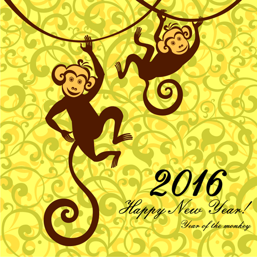 2016 the monkey new year design vector 06 year new monkey 2016   