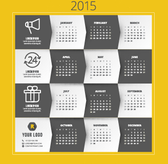 2015 company calendar black with yellow style vector 01 yellow company calendar black 2015   