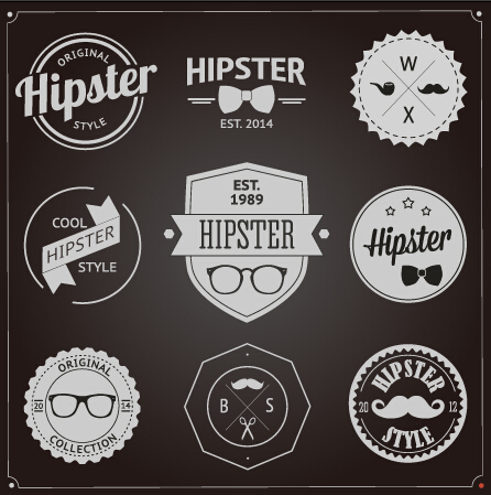 Hipster style badges and labels vector graphics 01 labels label hipster badges badge   