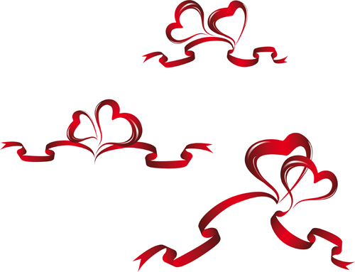 Creative Heart from red ribbon design vector 03 ribbon red heart creative   