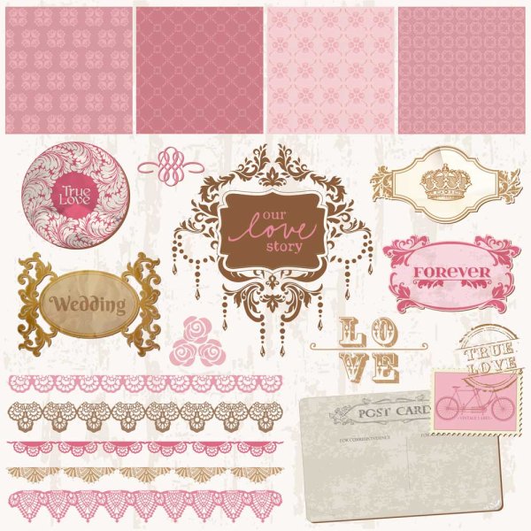 Set of labels and ornaments elements vector 02 ornaments ornament labels label elements element   