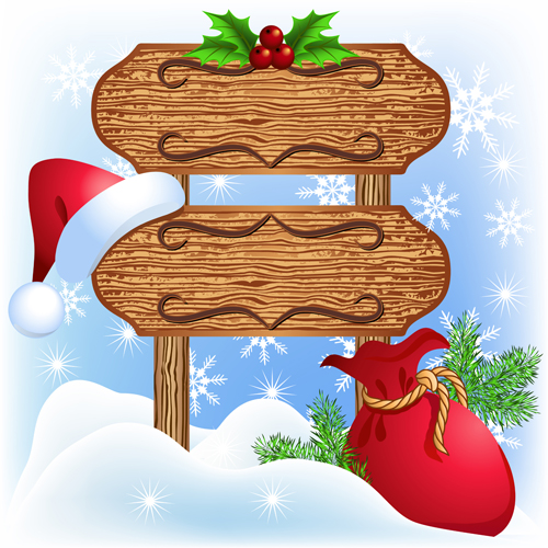 Christmas wooden billboard vector design 01 wooden christmas billboard   