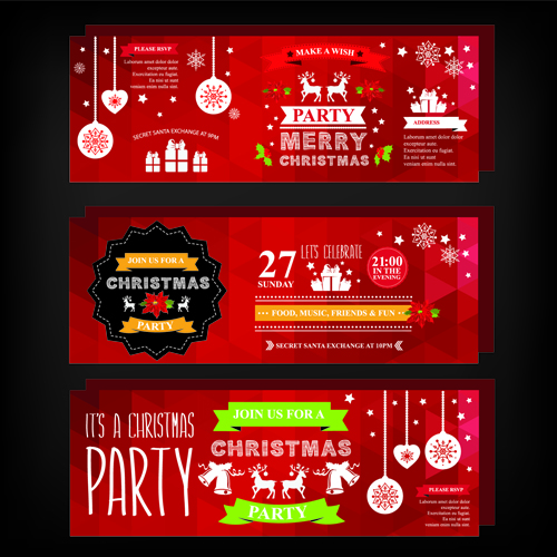 2015 Christmas party invitation banners vector 04 party invitation christmas banners 2015   