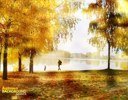 Golden yellow autumn nature landscape vector 01 yellow nature landscape golden autumn   