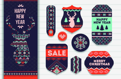 2015 Christmas sale tags with cards vector material 01 tags sale christmas cards 2015   