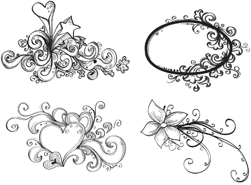 Floral Drawing Elements free vector floral element drawing   