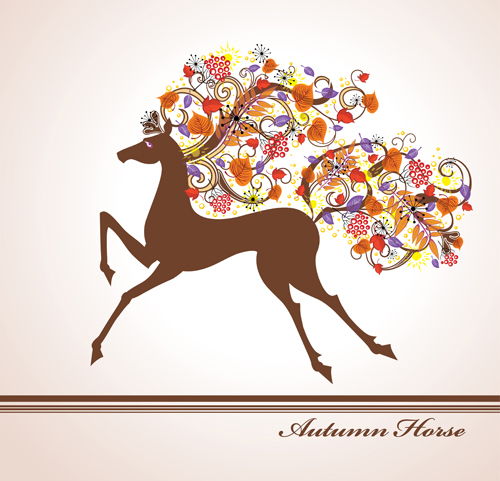 Autumn floral with horse vector horse floral autumn   