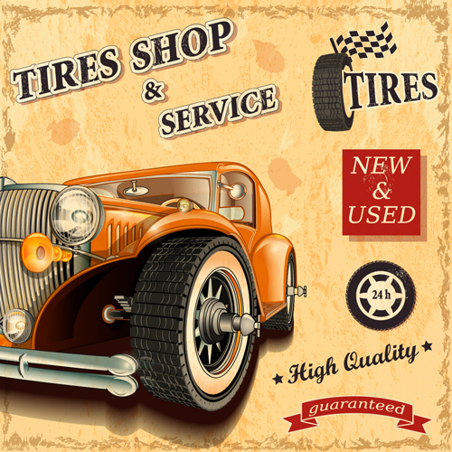 Retro auto service and repair poster vector 05 service repair poster   