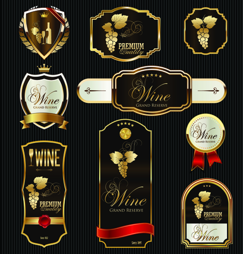 Luxury golden wine labels vector 01 luxury labels golden   