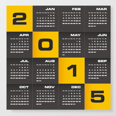 2015 company calendar black with yellow style vector 07 yellow company calendar black 2015   