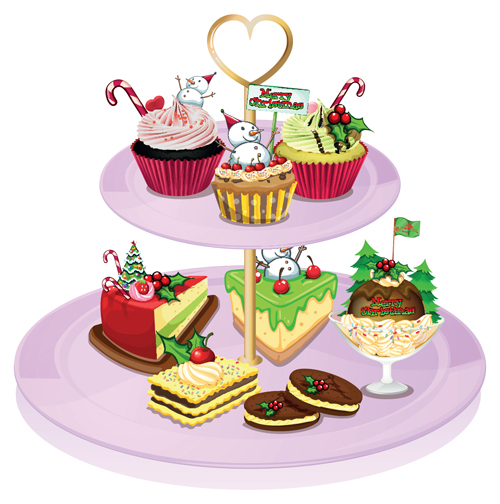 Cupcakes with christmas elements vector elements cupcakes christmas   