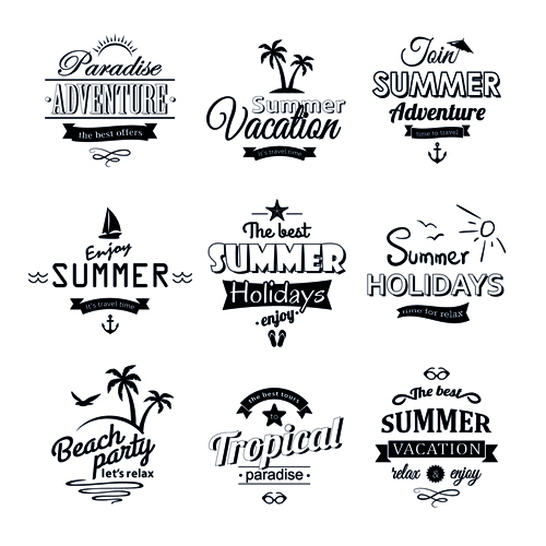 Black summer holiday labels vector 01 summer labels label holiday black   