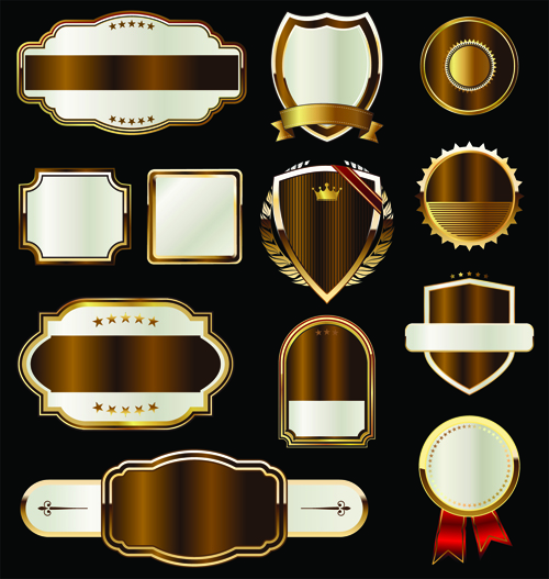 Luxury golden labels blank vector material 03 material luxury labels golden   