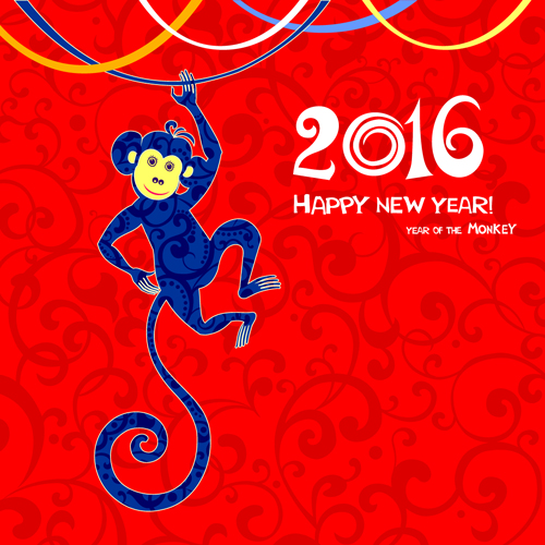 2016 the monkey new year design vector 03 year new monkey 2016   
