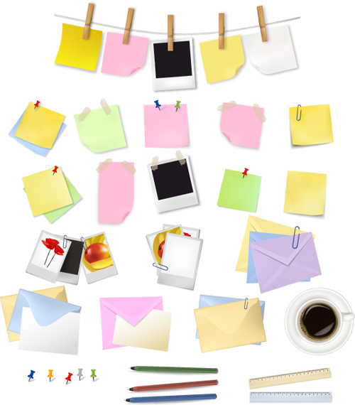 Multicolor Message paper and paper clip vector 03 paper clip paper multicolor message   