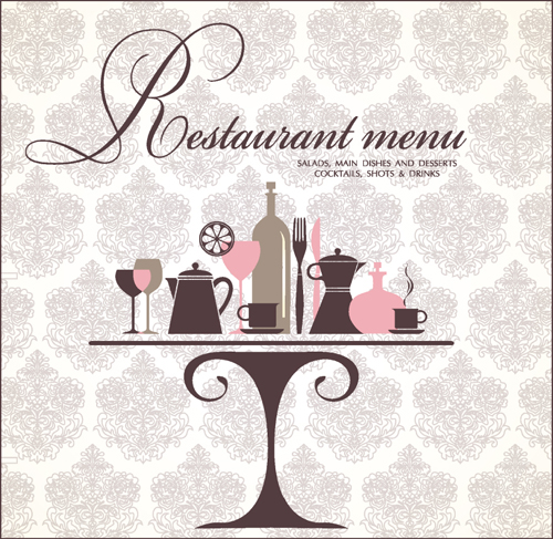 Retro Restaurant Menu cover design art vector 04 Retro font restaurant menu cover   