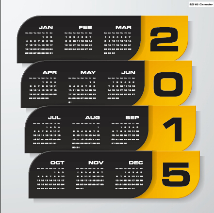 2015 company calendar black with yellow style vector 06 yellow company calendar black 2015   