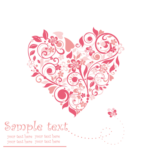 Set of Floral Heart elements vector 02 heart floral elements element   