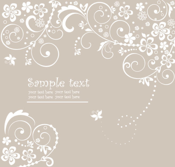 Hand drawn Retro flower Decoration background vector 05 Retro font hand drawn flower decoration   