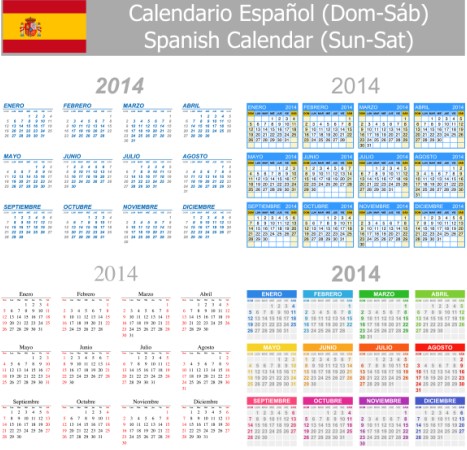 Spanish Version Calendar 2014 vector 01 version calendar 2014   